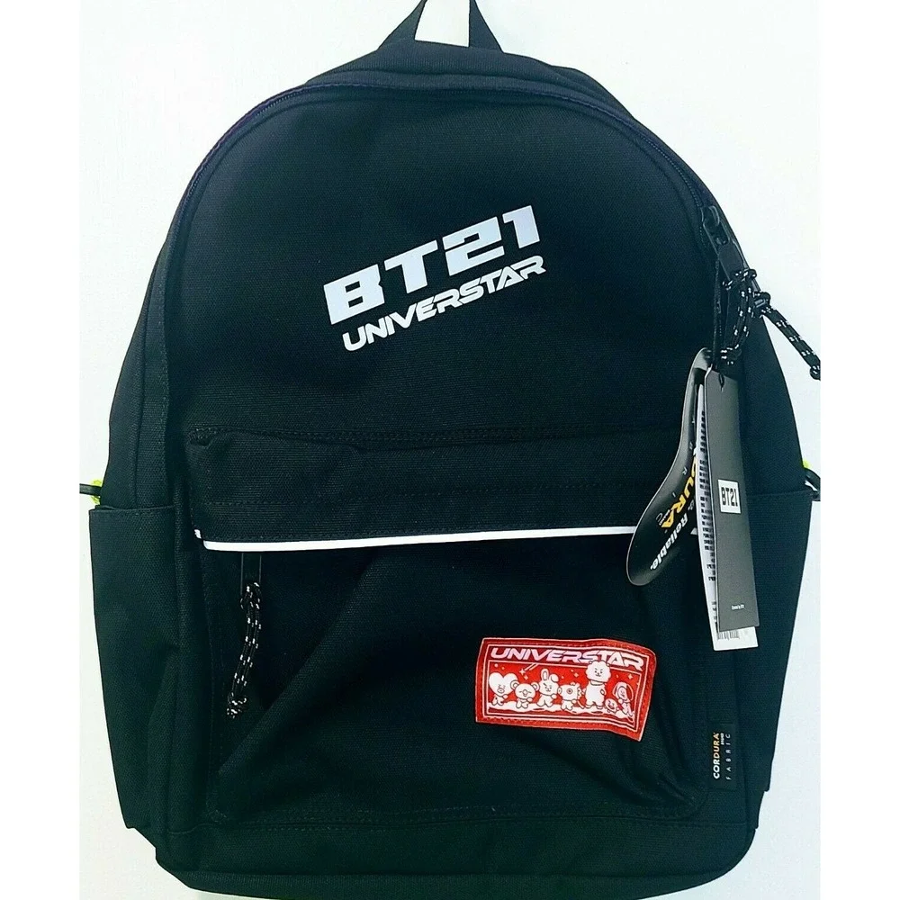 BT21 Space Wappen Collection Lightweight Canvas Casual Student Backpack, Black‎